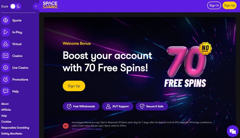 space casino website